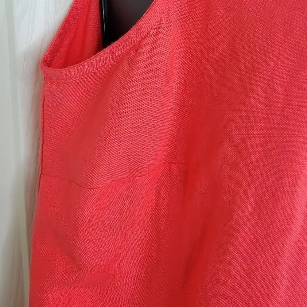 Loft sleevless linen blend mini flounce dress size small